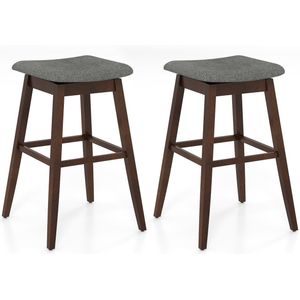 COSTWAY Set van 2 buitenbarstoelen, opvouwbare barkrukken met