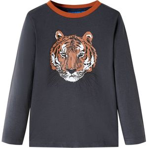 vidaXL - Kindershirt - met - lange - mouwen - 92 - antracietkleurig