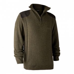 Deerhunter - Sheffield Knit with Zip Neck - Wollen Trui - Bruin