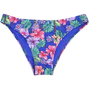 Kobaltblauwe dameszwembroek met bloemmotief