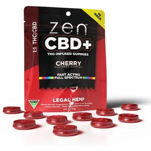 Zen CBD+ - THC-Infused Gummies - Cherry Flavor - 200mg - 10mg CBD & 10mg THC per gummie