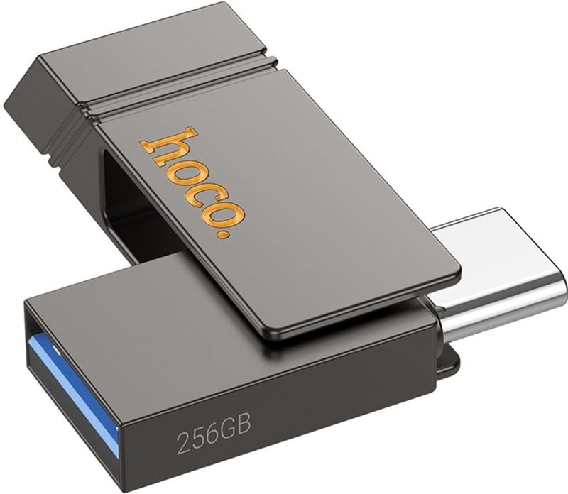 Hoco - 2 in 1 - USB Stick 128GB - Grijs - USB C en USB A Aansluiting