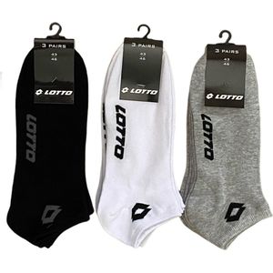 FAMILY PACK 36 PAAR 2 KLEUREN LOTTO Sneakersokken 43-46 ZWart en Grijs MEGA BULK AKTIE!