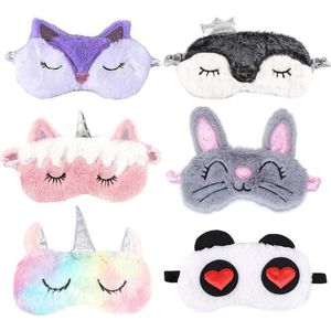 6 Packs Oogmasker voor Slapen Dieren Oogmasker Pluche Cartoon Eenhoorn voor Volwassenen Kinderen