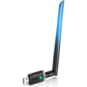 Xssive WiFi Adapter USB - 1300Mbps (AC1300) - Dual Band 2.4GHz & 5GHz - USB 3.0 - Met 5dBi Externe Antenne