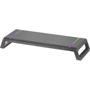 Verstelbare Gaming Monitor Stand met RGB verlichting en USB, Wandplank voor Smartphone en Tablet