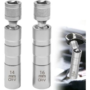 Ynkkvre - 2-delige Bougiesleutel Set – 14 mm en 16 mm – Magnetische Universele Flexibele Bougiesleutel – Gereedschap voor Verwijderen van Bougies