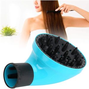 Professionele universele föhnverspreider in geel voor krullend, dik en natuurlijk haar, zorgt voor een gelijkmatige luchtverdeling en minder pluizig resultaat