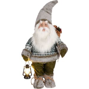 House of Seasons Kerstman Kerstmis Figuur - 32x18x62 cm - Grijs