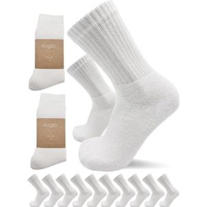 Sportsokken dames | maat 35-38 | wit | zonder knellende boord | naadloze teensectie | badstofzool | anti zweetvoeten door speciale wolmix | pakket 10 paar