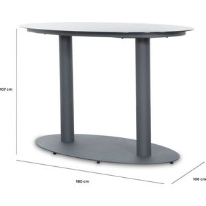 LUX outdoor living Orlando dining tuintafel | staal | antraciet | 180cm ovaal | 4 personen