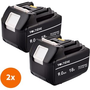Voltière 2x Vervangende 9 ah Accu Geschikt voor 18v Makita Apparatuur - 9000 mAh Batterij met LED identificatie - BL1850B