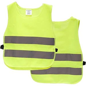 Hoog zichtbaar reflecterend vest voor kinderen - neon geel 2-pack