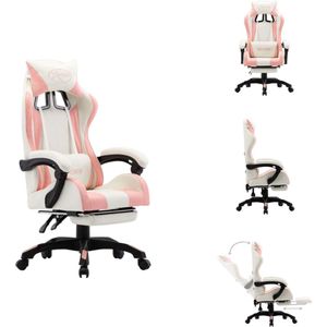 vidaXL Race Stoel - Race Stoelen - Racestoel - Racestoelen - Racestoel met voetensteun kunstleer roze en wit