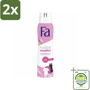 Fa - Deodorant Spray - Invisible Sensitive - Anti-transpirant & Perspirant - 150 ml - Voordeelverpakking - 2 stuks - Deodorant spray - Anti-transpirant