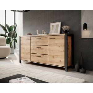 Meubella - Dressoir Acapulco - Eiken - Zwart - 180 cm