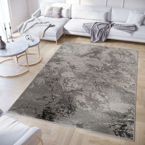 Tapiso Crystal Vloerkleed Grijs Donkergrijs Modern Laagpolig Kleed Tapijt Maat- 300x400