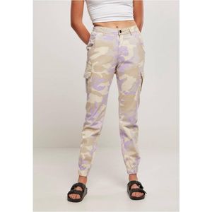 Urban Classics - High Waist Camo Cargobroek - Taille, 34 inch - Paars