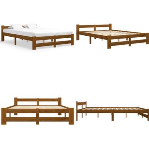 vidaXL Bedframe massief grenenhout honingbruin 160x200 cm - Bedframe - Bedframes - Bed Frame - Bed Frames