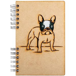 KOMONI - Duurzaam houten Schetsboek - Gerecycled papier - Navulbaar - A5 - Blanco -  Hondje