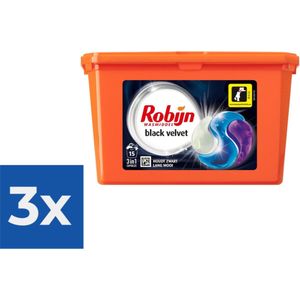 Robijn Wascapsules 3-in1 Black Velvet 15 stuks - Voordeelverpakking 3 stuks