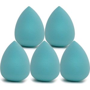 Intirilife Set van 5 Make Up Spons Ei Make-up Spons in Lichtblauw - Zachte Beauty Blender voor Foundation en Concealer Cosmetische Make-up Spons voor Crème en Liquid Foundation Powder