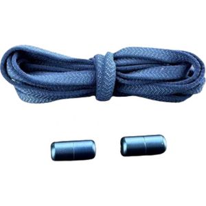 Knaak Plat Elastische Veters - Niet meer strikken! - Navy Blauw - Schoenveters - 2 stuks