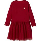 Vertbaudet - Kerstmeisjesjurk - 2 in 1 - Van Twee Soorten Materiaal