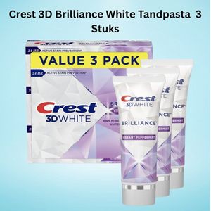 Crest 3D White Brilliance Tandpasta – 3 x 121g – Whitening Tandpasta – Wittere Tanden – Verwijdert Vlekken – Anti Cariës – Frisse Adem – Geavanceerde Mondverzorging – Tandpasta Tegen Gele Tanden