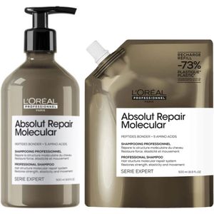 L'Oréal Professionnel - Absolut Repair Molecular Shampoo 500 ml + Refill Shampoo 500 ml - Voordeelset