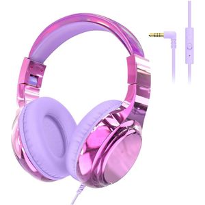 StayPowered Kinderkoptelefoon - Veilig & Comfortabel Luisteren - Volumebegrenzing 85/94 dB - Verstelbaar & Opvouwbaar - Zachte Over-Ear Kussens - Ingebouwde Microfoon - 3.5 mm Aansluiting - Lichtviolet - Levering Sneller dan Aangegeven!