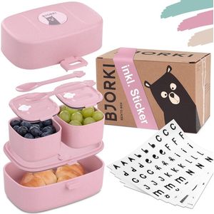 Bento Box voor kinderen, incl. bonus naamsticker, lekvrije lunchbox met vakken, duurzame broodtrommel voor kinderen voor kleuterschool en school, de snackbox voor onderweg