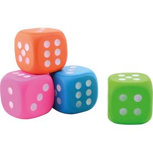 2x Grote foam dobbelsteen/dobbelstenen blauw 12 cm - Dobbelspellen - Spelletjes met dobbelstenen