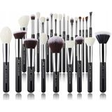 Jessup - T175 - Professionele Make-Up Kwastenset - Zwart/Zilver - 25 Stuks