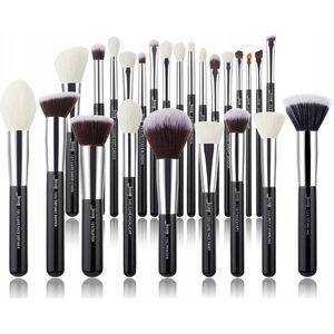 Jessup - T175 - Professionele Make-Up Kwastenset - Zwart/Zilver - 25 Stuks