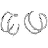 CO88 8CE-70398 Stalen Oorbel - Oorklem - Earcuff - Dames - 7 mm Breed - 10 mm Doorsnee - Zilverkleurig