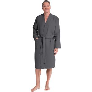 Heren waffle badjas 100% katoen - Honingraat structuur - Licht, zacht en absorberend