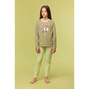 Woody pyjama meisjes - eend - streep - 242-10-PLG-S/981 - maat 128