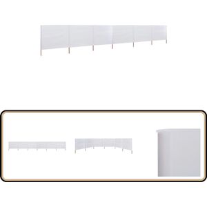vidaXL Windscherm 6-panelen 800x80 cm wit Windscherm - Tuinaccessoires - Buitendecoratie - Zonwering - Privacy Screen