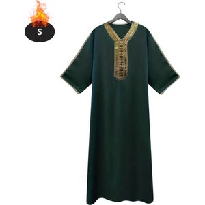Nivard Islamitische Kleding - Djellaba Heren - Moslim Kleding - Arabisch Mannen Kaftan - Alhamdulillah - Groen S