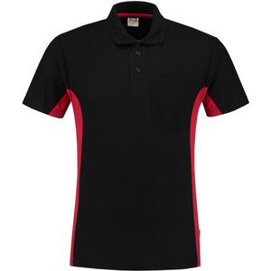 Tricorp 202002 Poloshirt Bicolor Borstzak - Zwart/Rood - 6XL