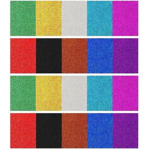 20 Sheets Glitter Paper A4 Colourful Cardboard Self-Adhesive Glitter Paper-Self-Adhesive Backing Glitter Paper Can Be Cut to Size for DIY