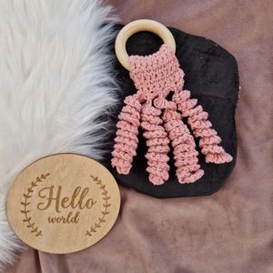Happy Bebie | Octopus | Baby | Bijtring | Kraamkado | Katoen | Houten | Handmade