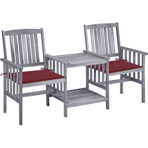 The Living Store Tuinstoelen met tafeltje en kussens massief acaciahout - Tuinmeubles - Tuinset - Acacia Hout - Buis Meubel - Lounge Set