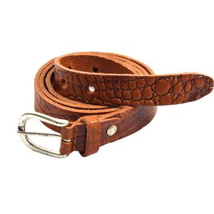 Stijlvolle Camel kleurige Nerf Lederen Riem -Maat 105 | 3 cm breed gemaakt van mooi leder met croco print