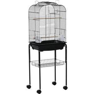 PAWHUT Voliere - XXL Vogelkooi met onderstel - Vogelkooi voor binnen - Vogelkooi met wieltjes - Voliere 46 x 36 x 130 cm