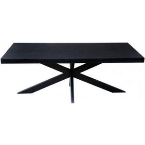Zita Home - rechthoekige eettafel - volledig zwart 220x100cm massiefhout matrix poot