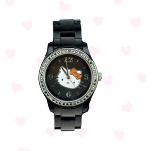 Hello Kitty Horloge Zwart Met Strass