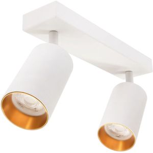Groenovatie Plafondspot Rond 2-Lichts - GU10 Fitting - Kantelbaar - Wit/Goud