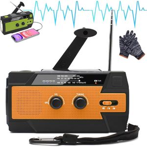 Zonne-energie Noodradio - Waterdichte Crankradio met 4000mAh Accu en Diverse Ontvangstkanalen